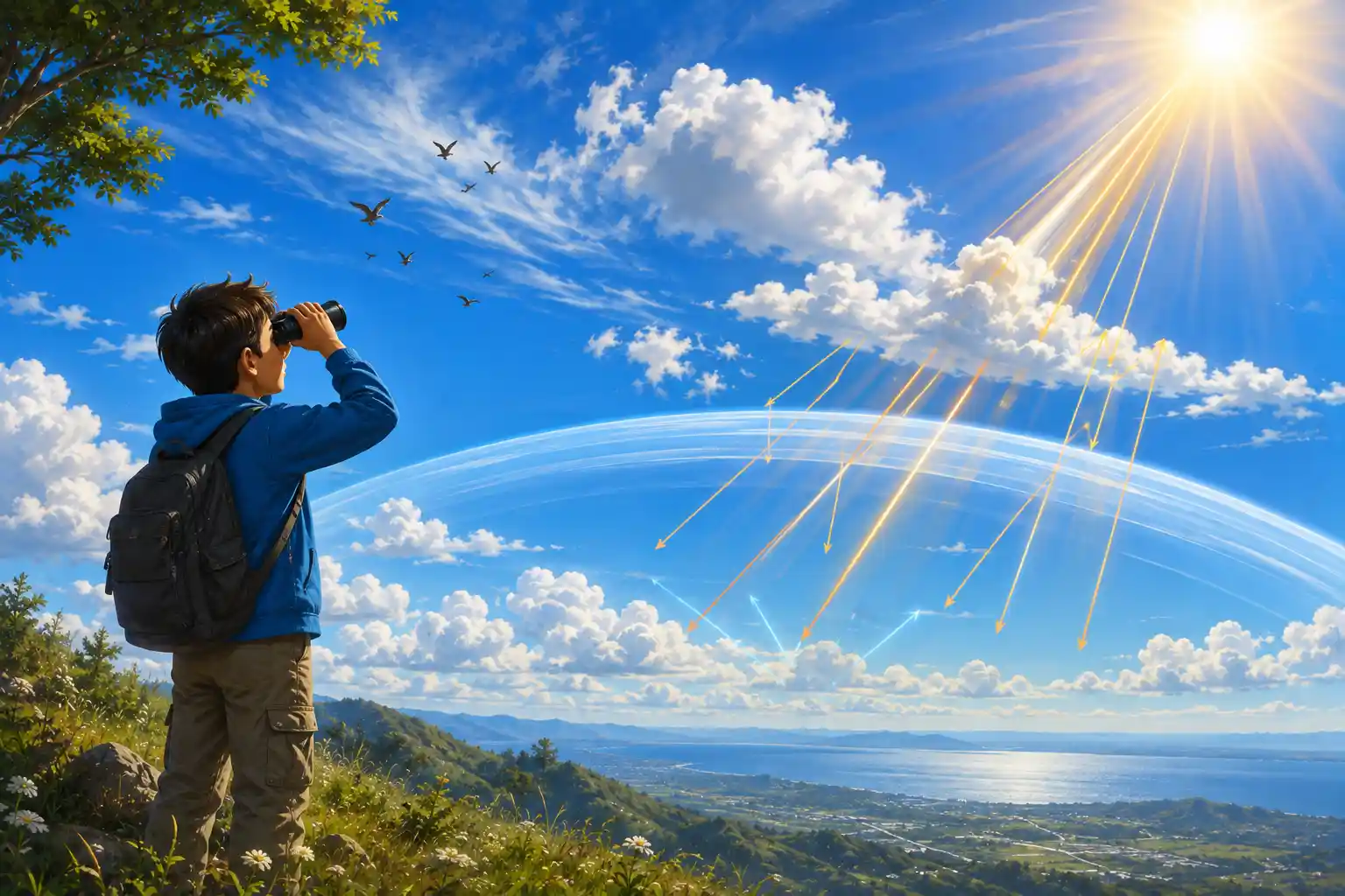 Young Explorer Studying the Blue Sky