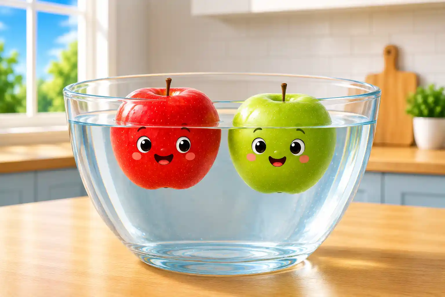 Apples floating in water