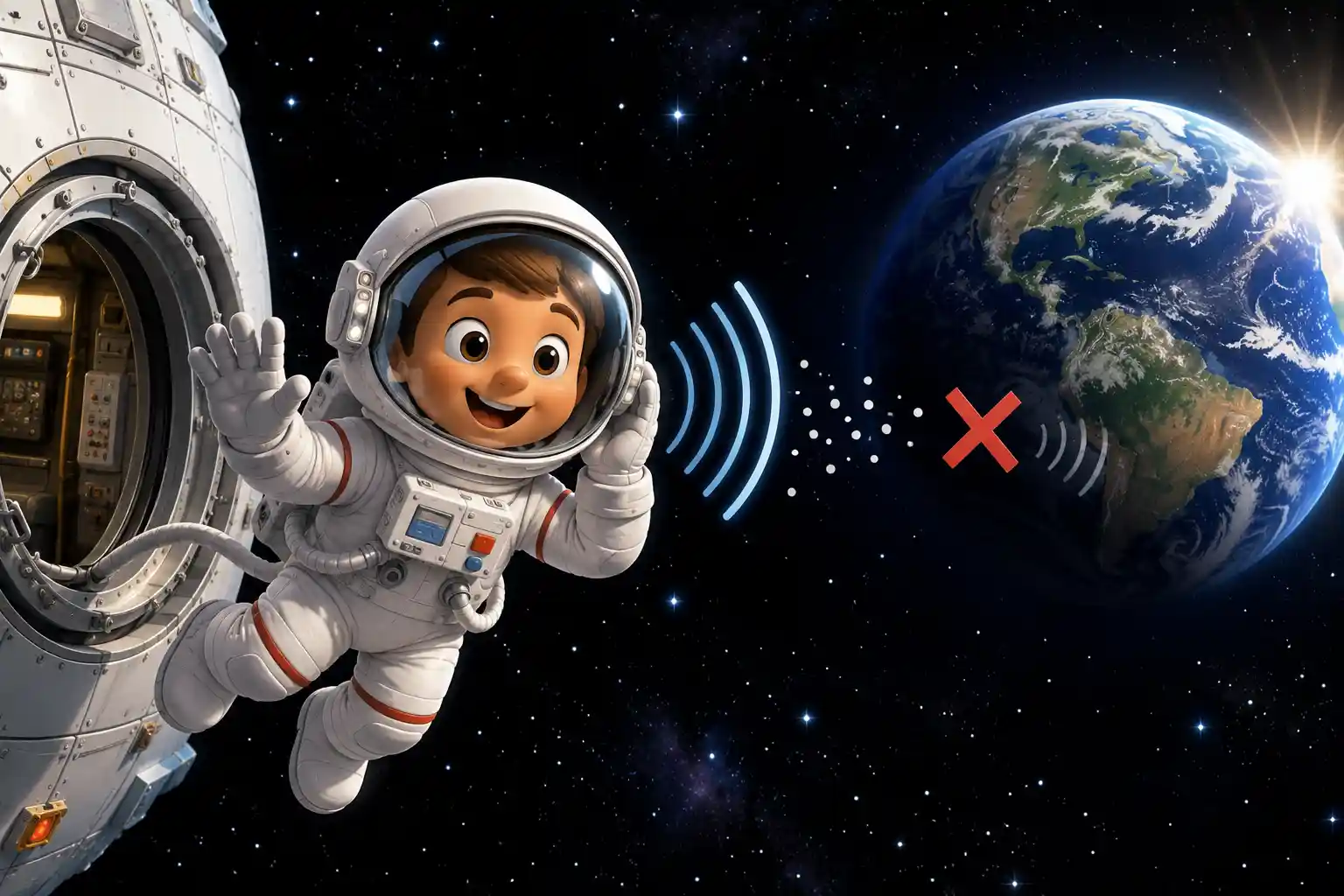 Astronaut learning about sound in space