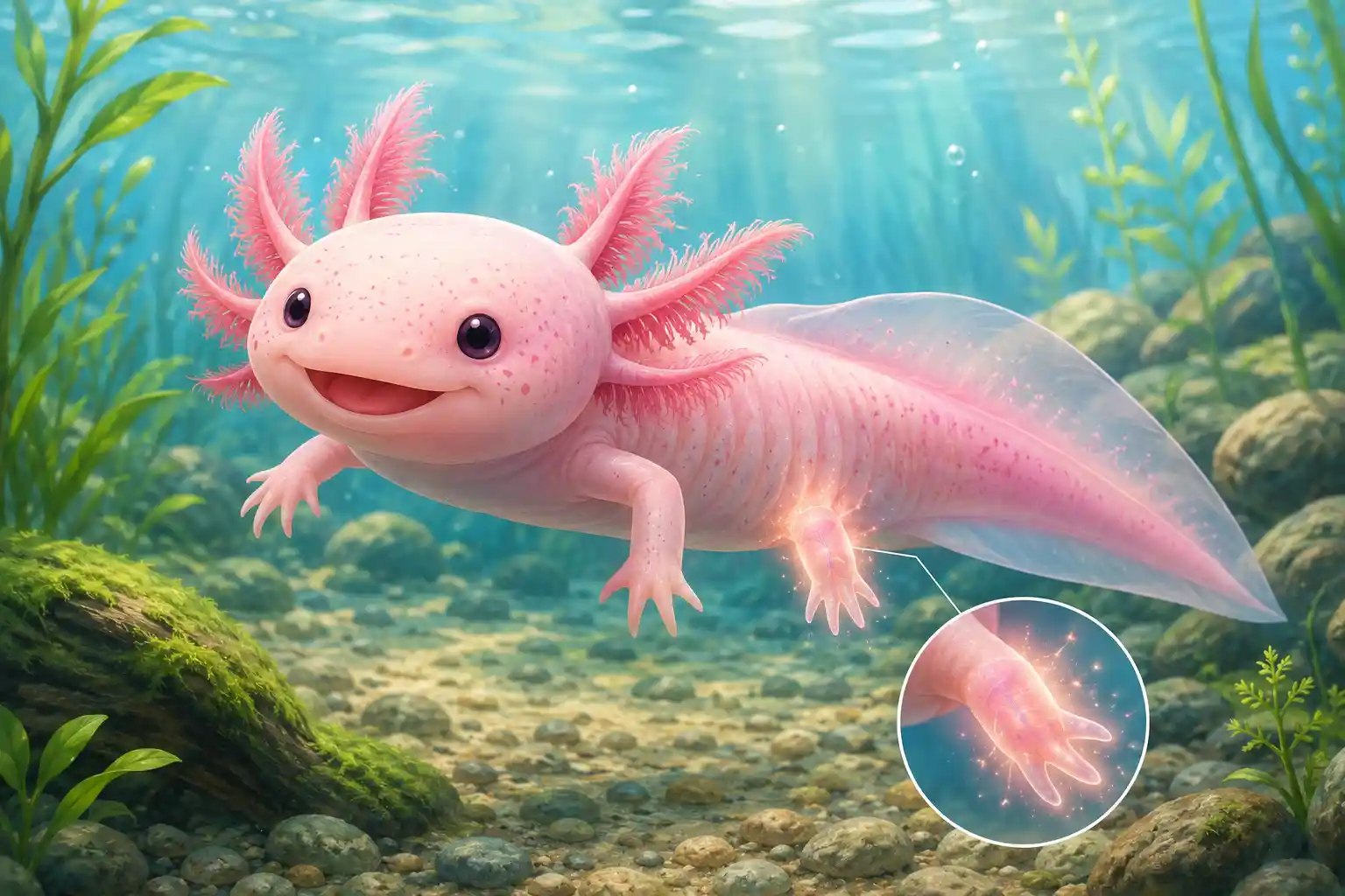 Axolotl with amazing regrowth ability