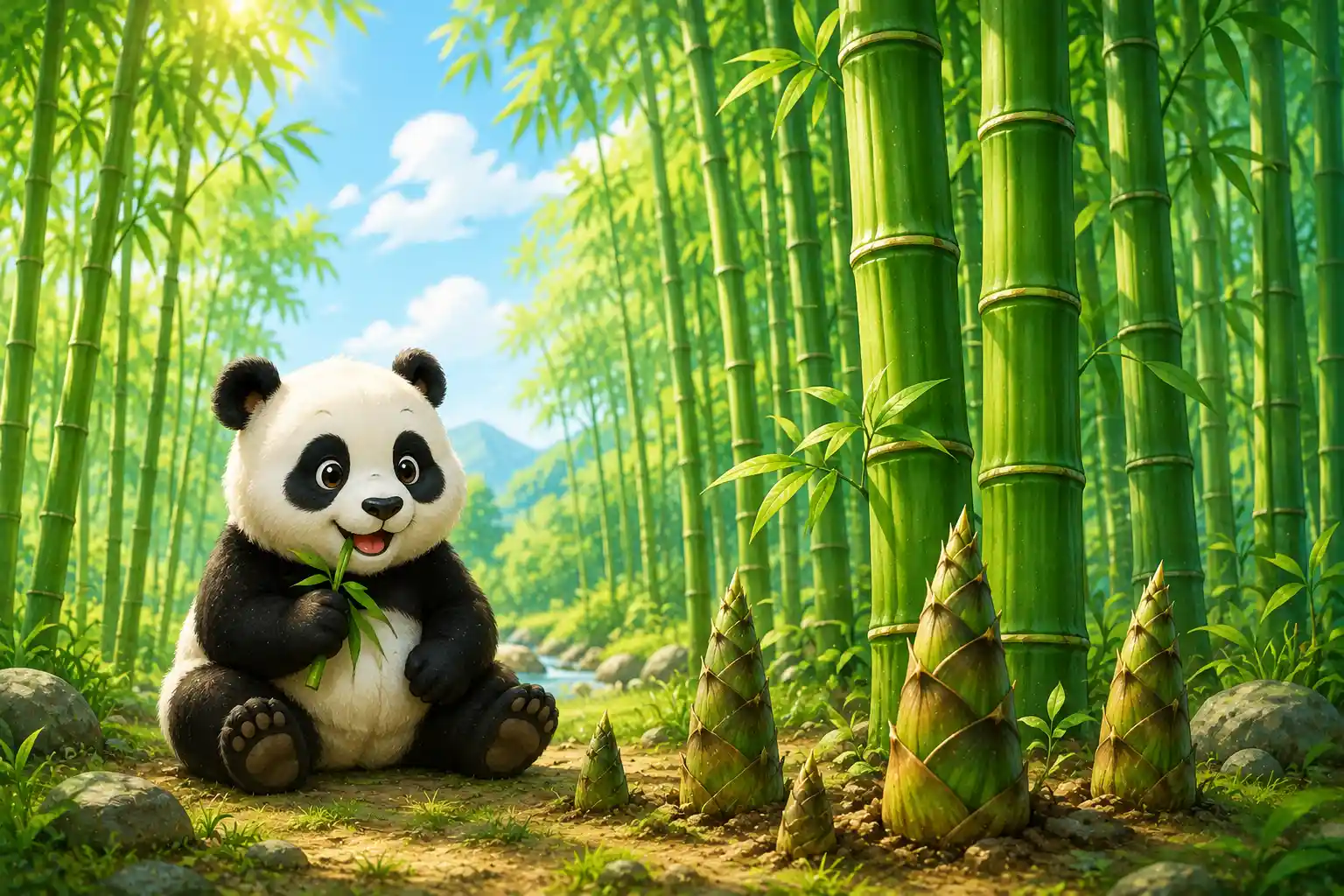 Bamboo growing in forest