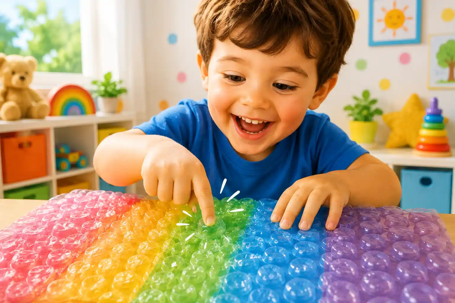 Bubble wrap with air bubbles