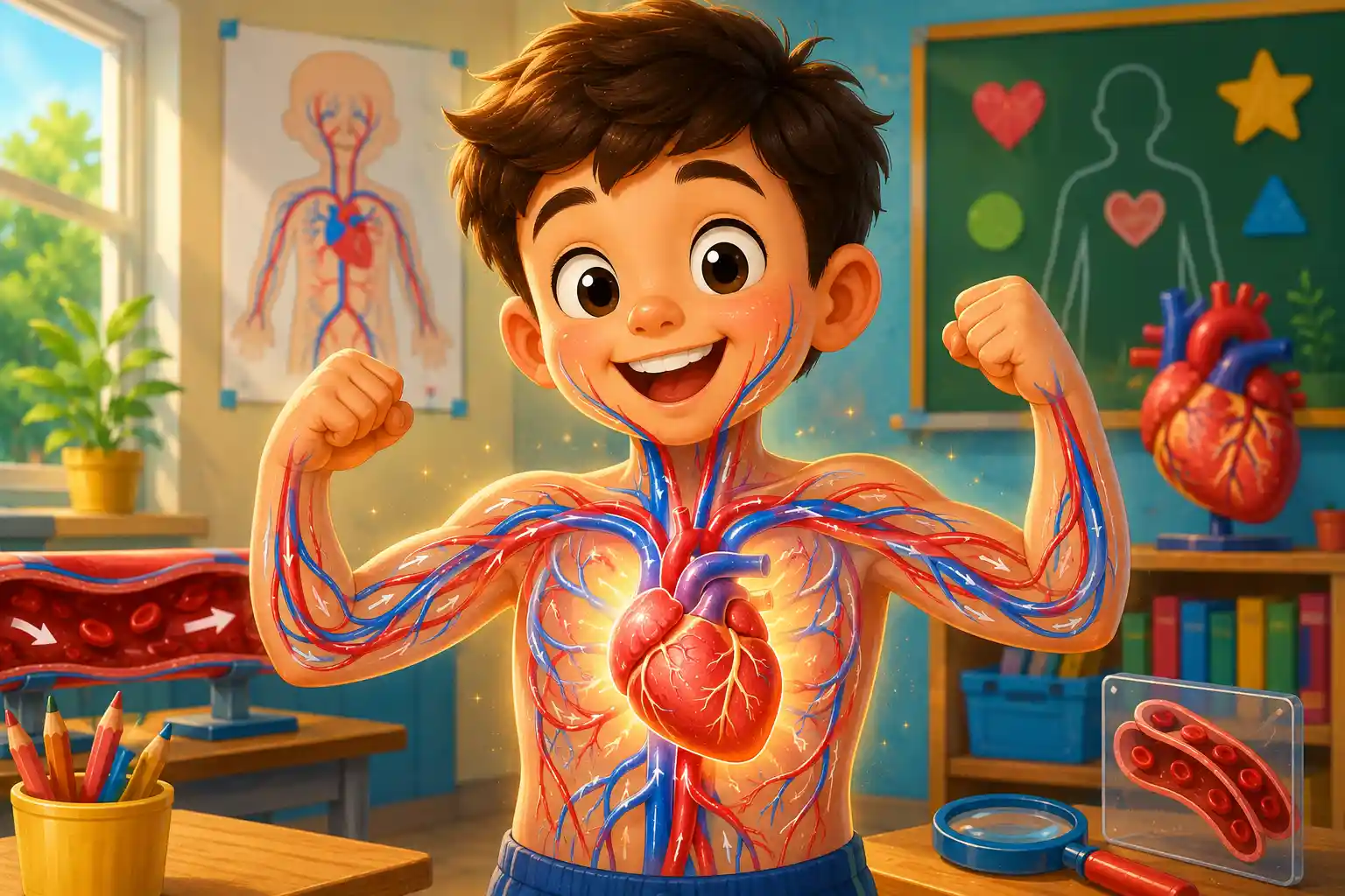 Child learning about heart beats