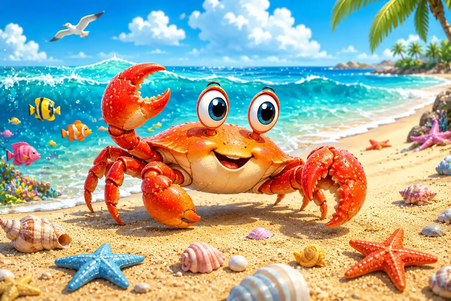 Crab walking on beach