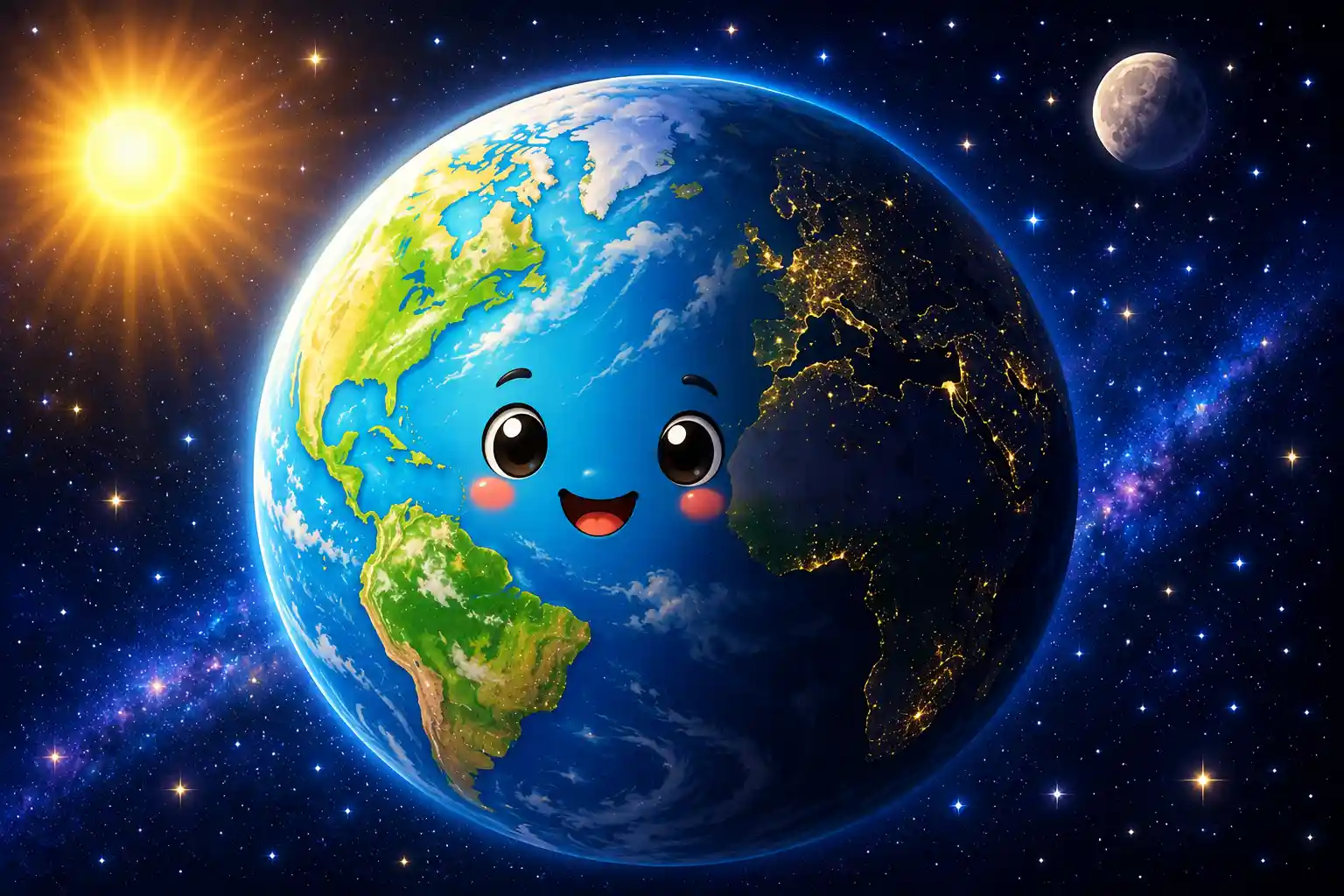 Earth spinning in space
