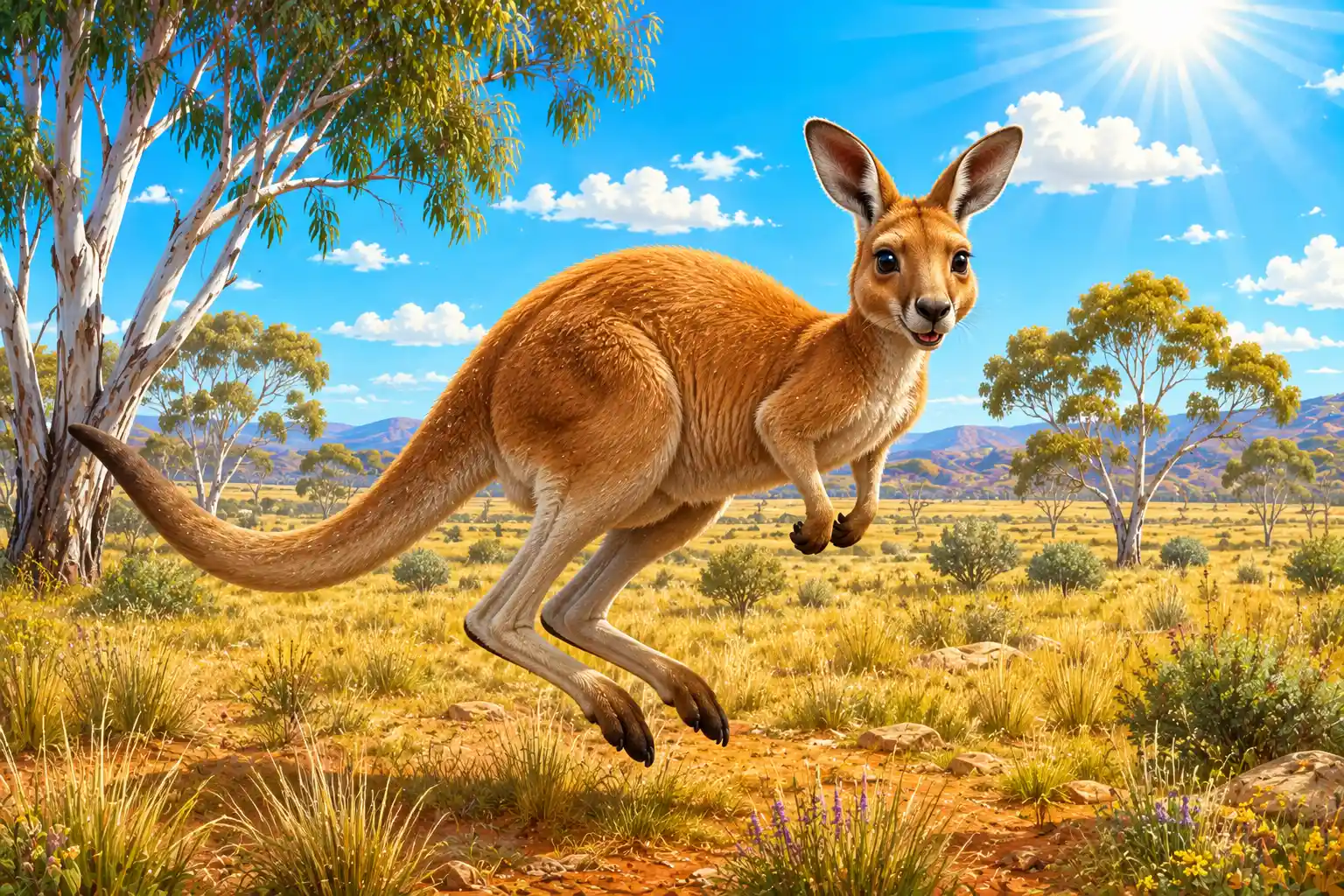 Kangaroo using its tail for balance
