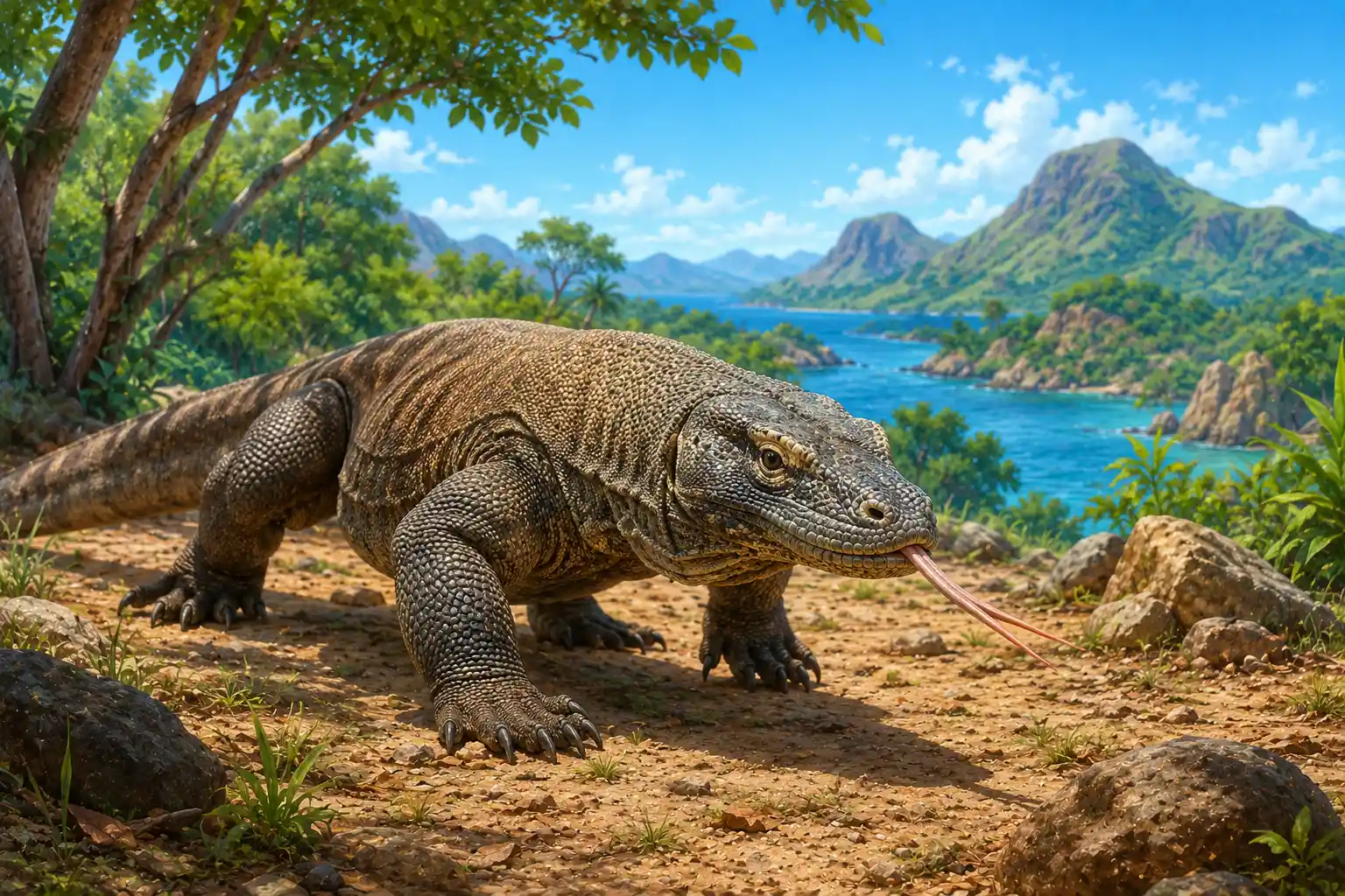 Komodo dragons use their tongues to help sense smells in the air.