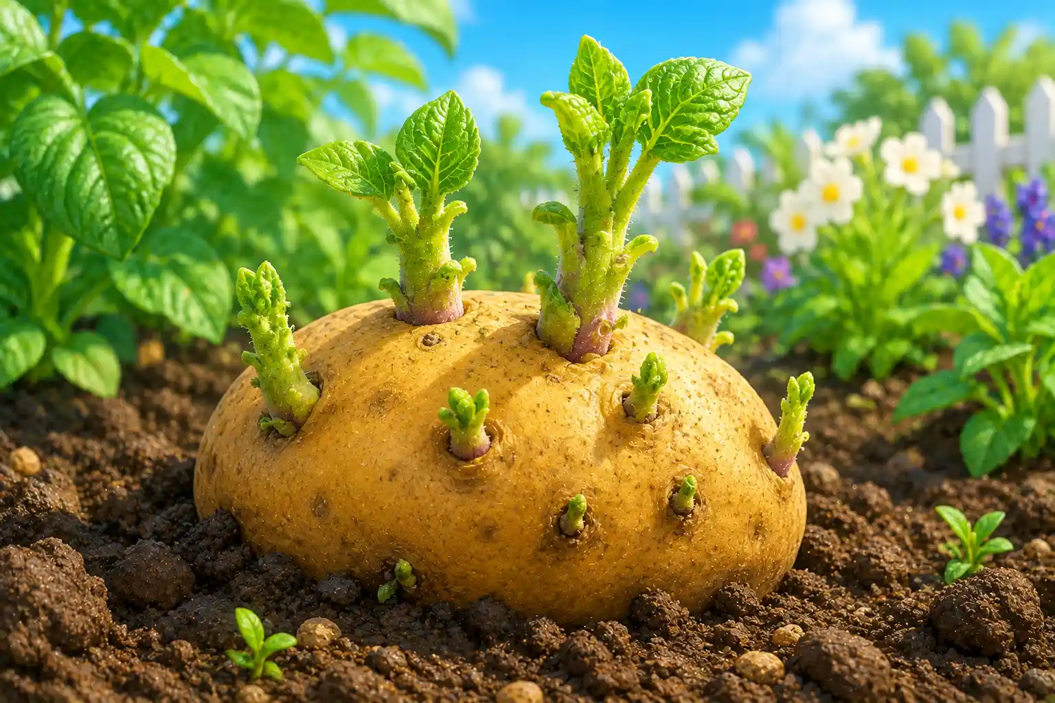 The little “eyes” on a potato can grow into new potato plants.