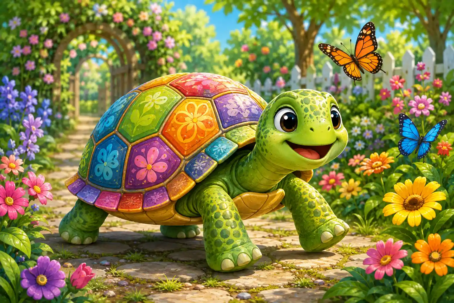Turtle with colorful shell