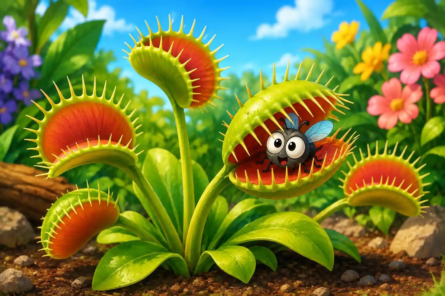 Some plants, like Venus flytraps, catch insects for extra nutrients.