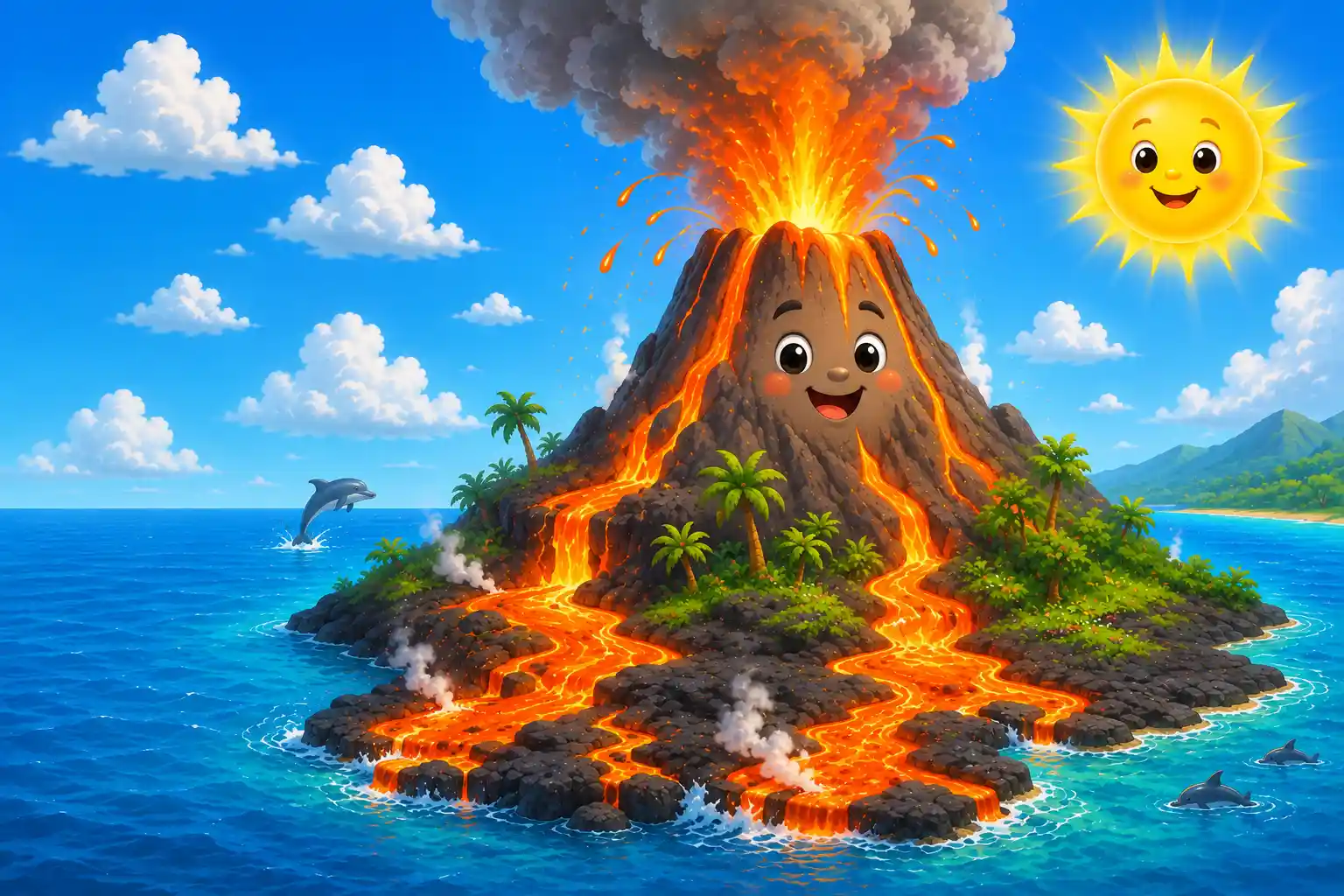 Volcano creating new land