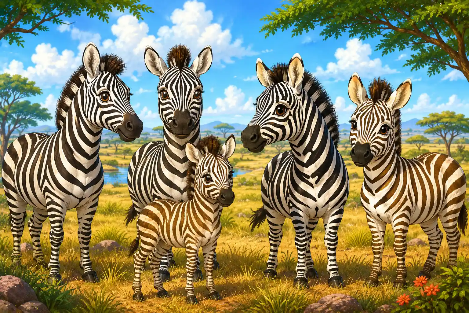 Every zebra has its own unique pattern of black and white stripes.