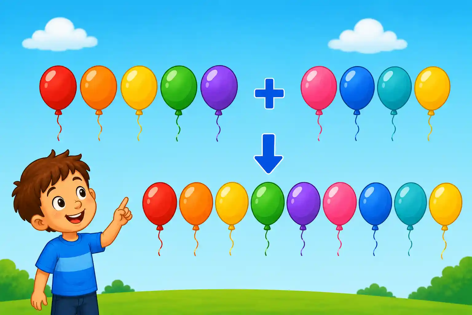 Balloons: What is 5 + 4?