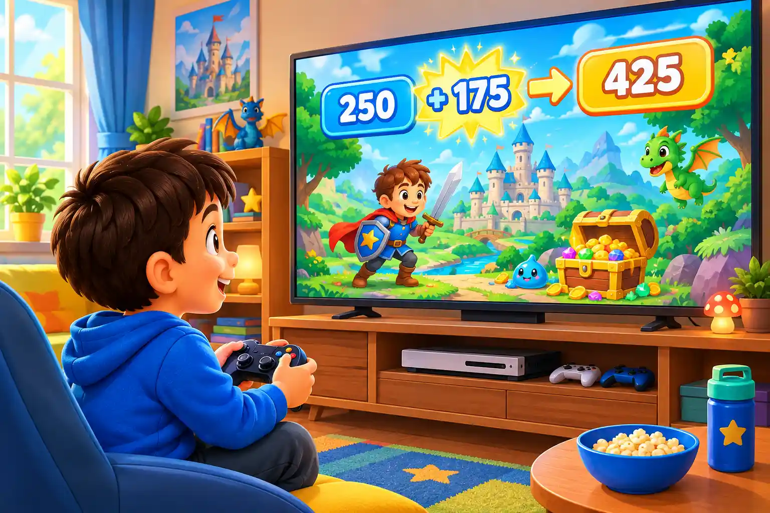 Child adding video game points
