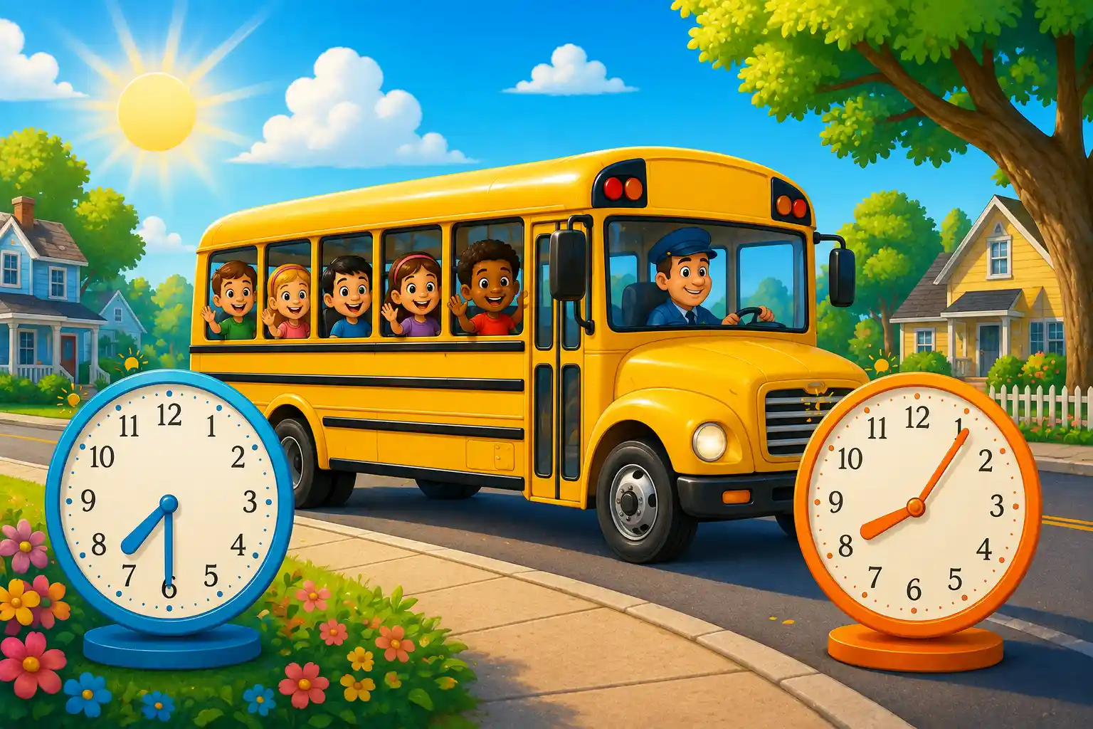 School bus ride elapsed time math problem