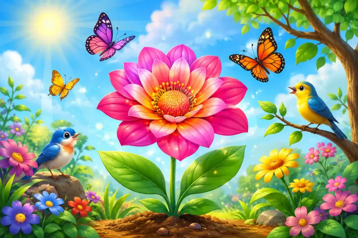 Bright flower blooming in a sunny garden