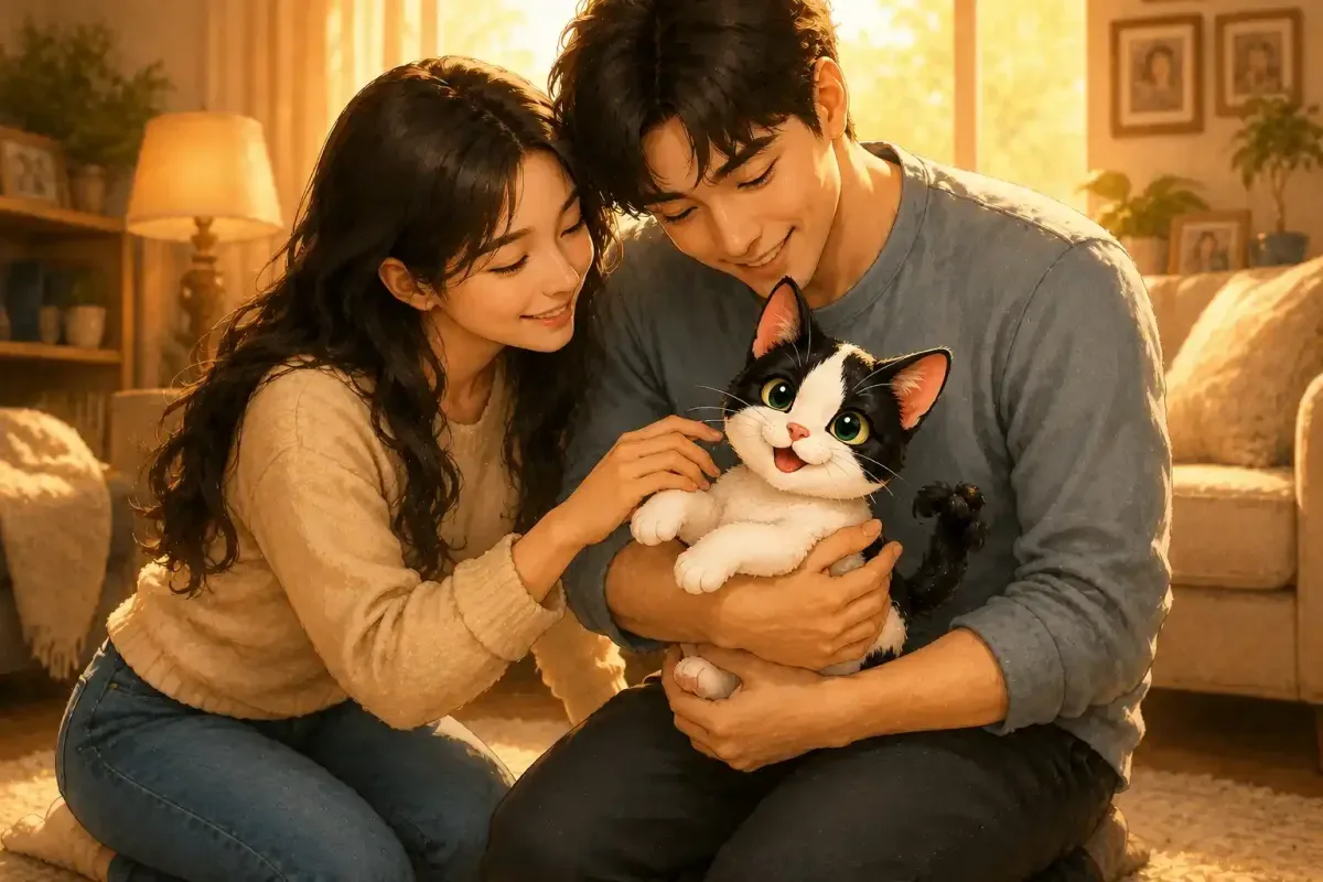 Chiki meeting his forever family