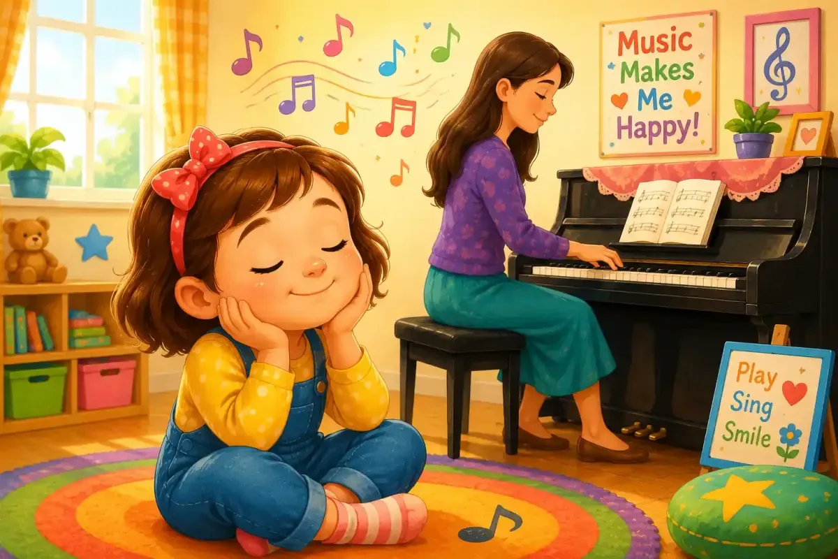 Child listening to piano music