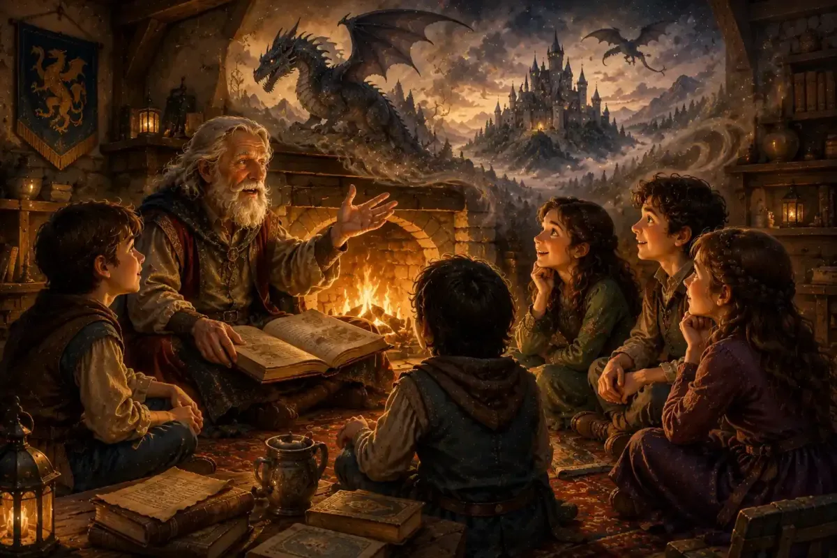 Children Listening to Old Dragon Legends