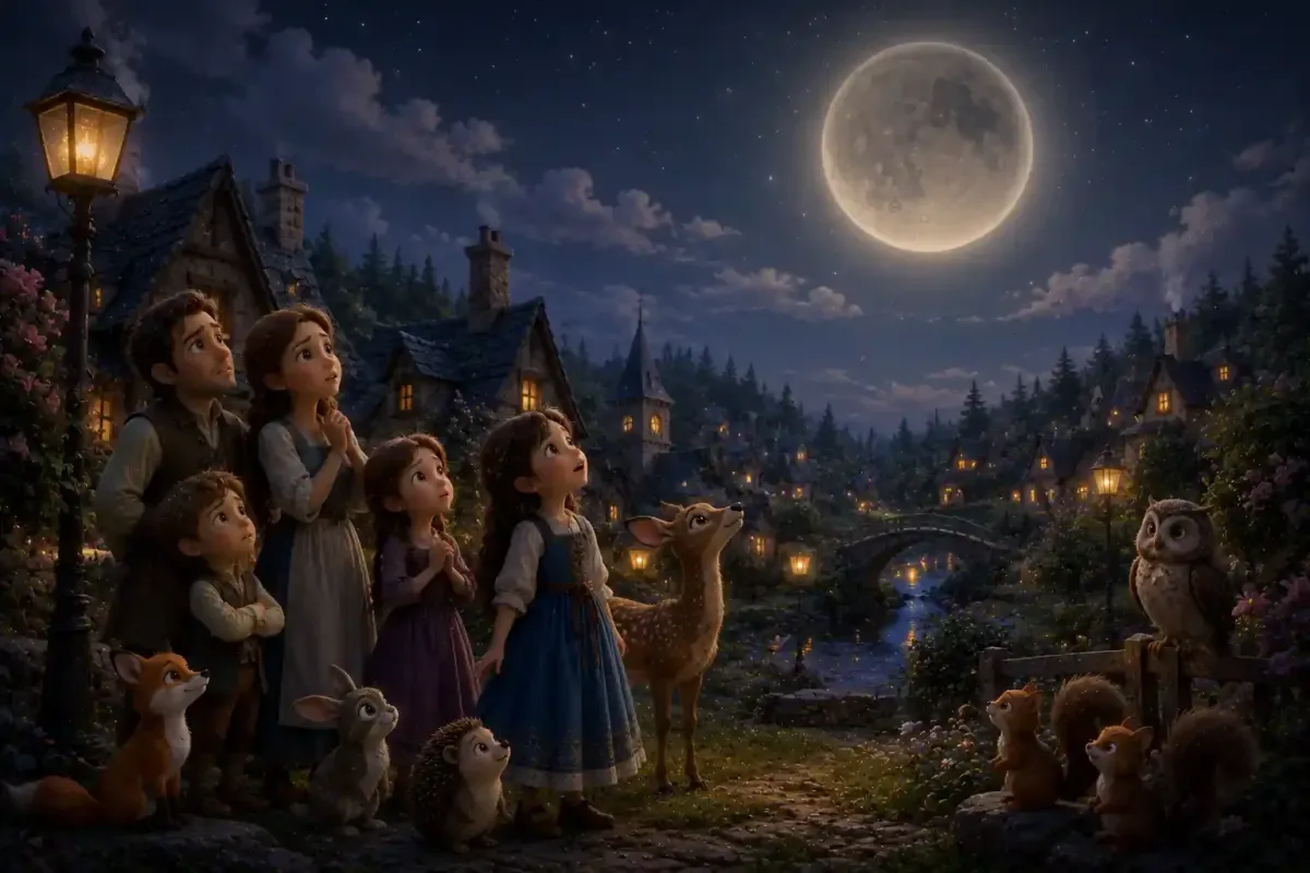  Children Watching a Dim Moon