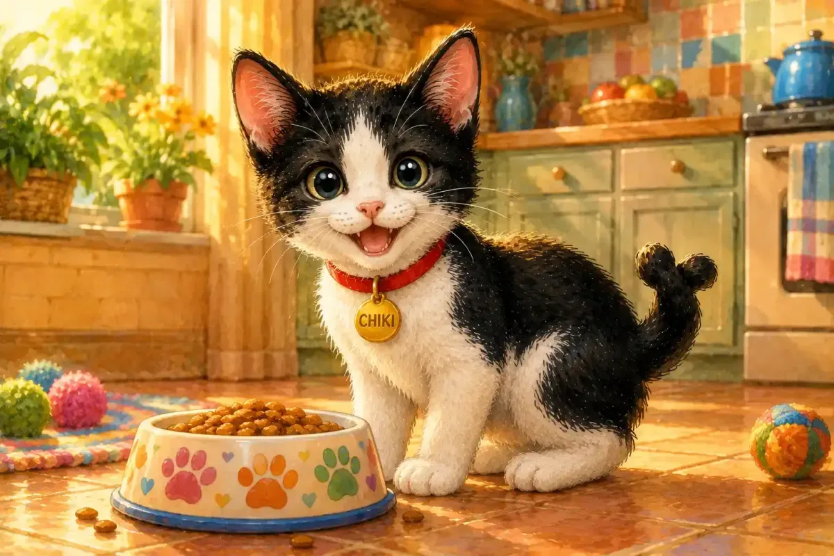 Happy Chiki waiting for dinner