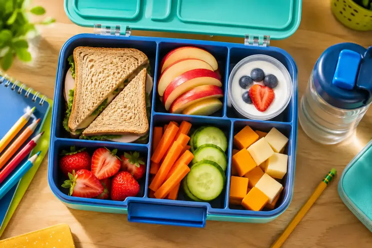Healthy and colorful school lunchbox for kids