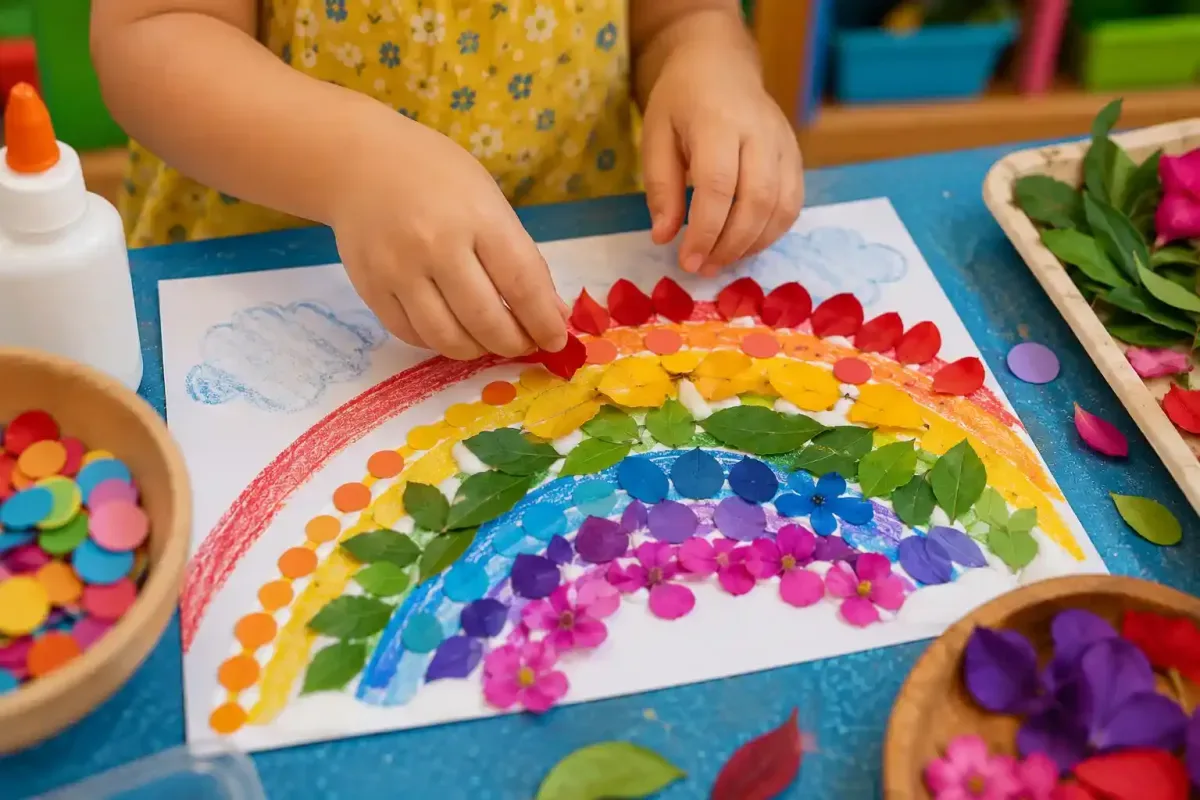 Little Hands Decorating a Rainbow
