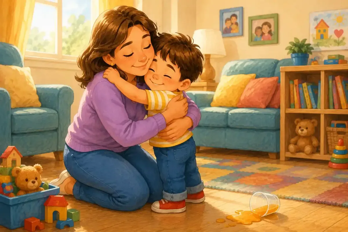 Parent thanking child for being honest