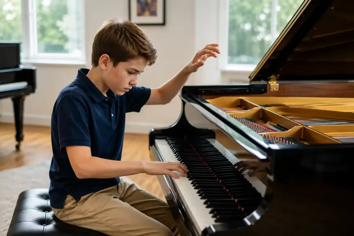 Pianist demonstrating soft and loud piano playing