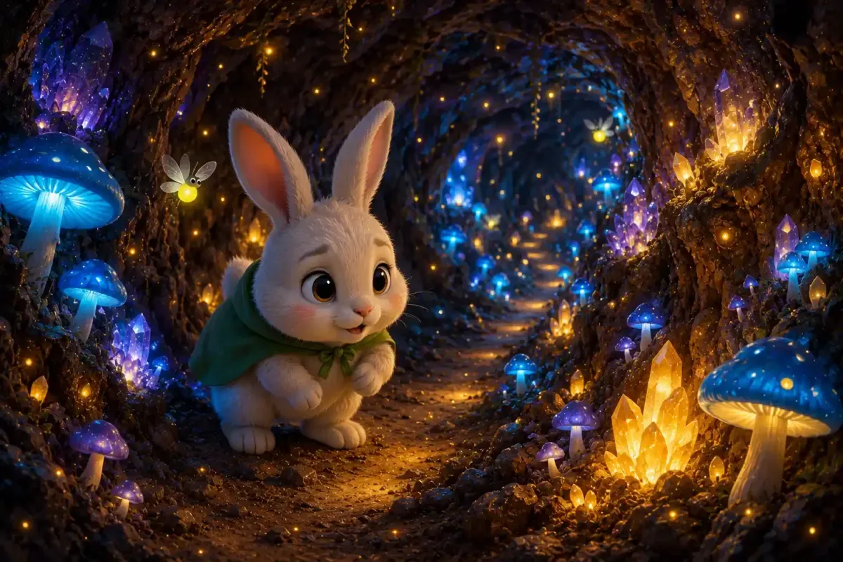 Pip Exploring the Glowing Mushroom Tunnel