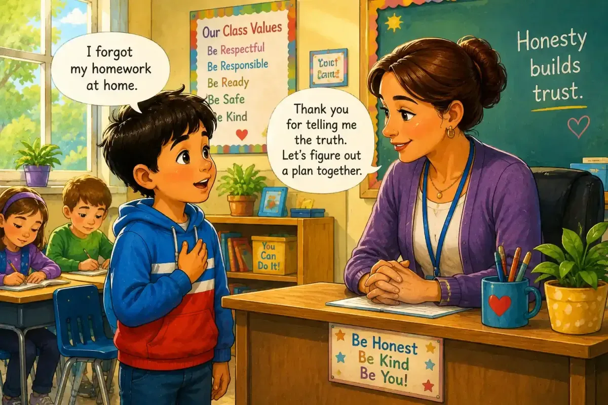 Student honestly explaining forgotten homework