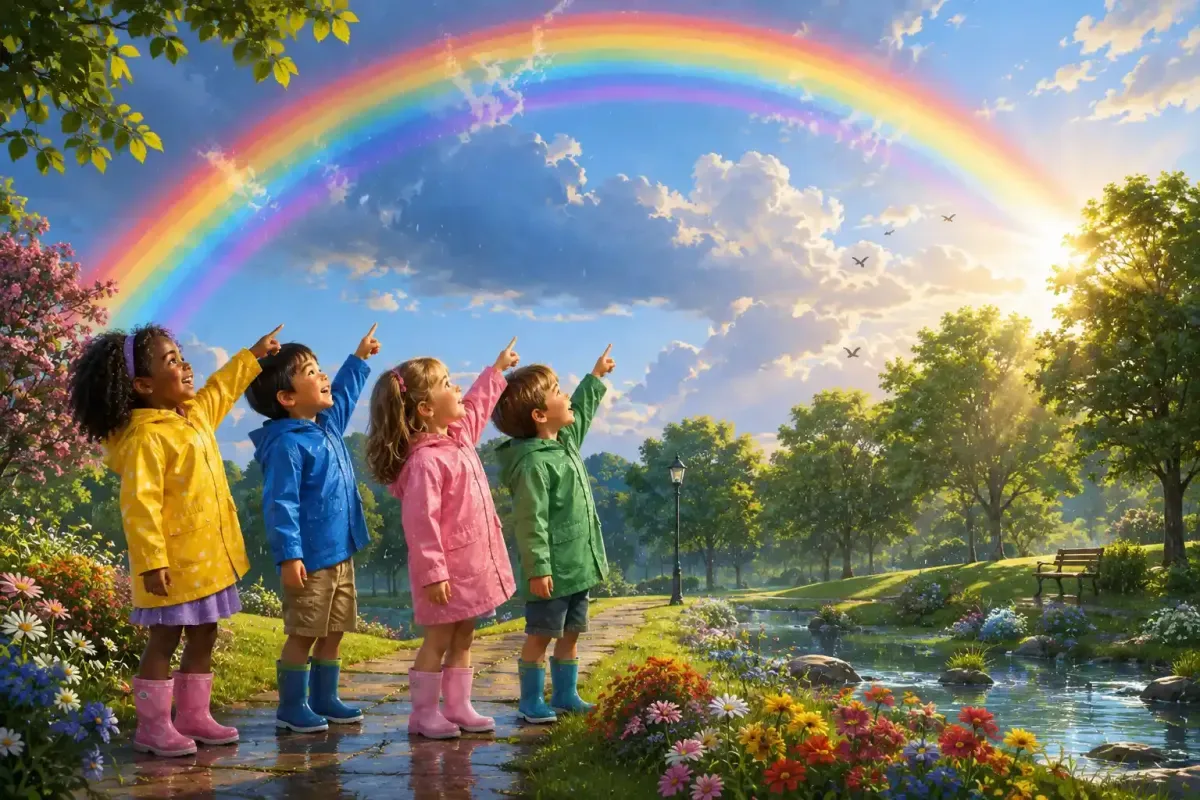 A Bright Rainbow Showing the Colors of Sunlight