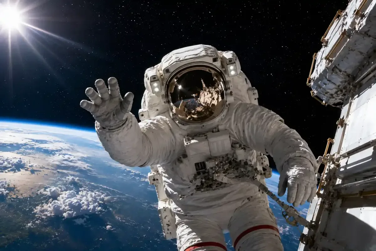 Astronaut Floating Above Earth