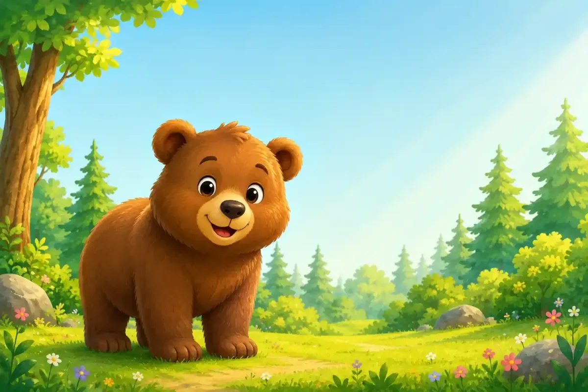 Friendly brown bear for kids