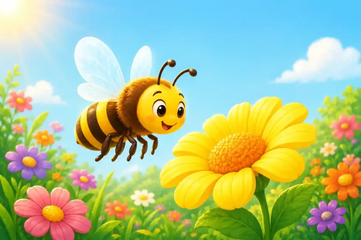 Friendly bee visiting a flower