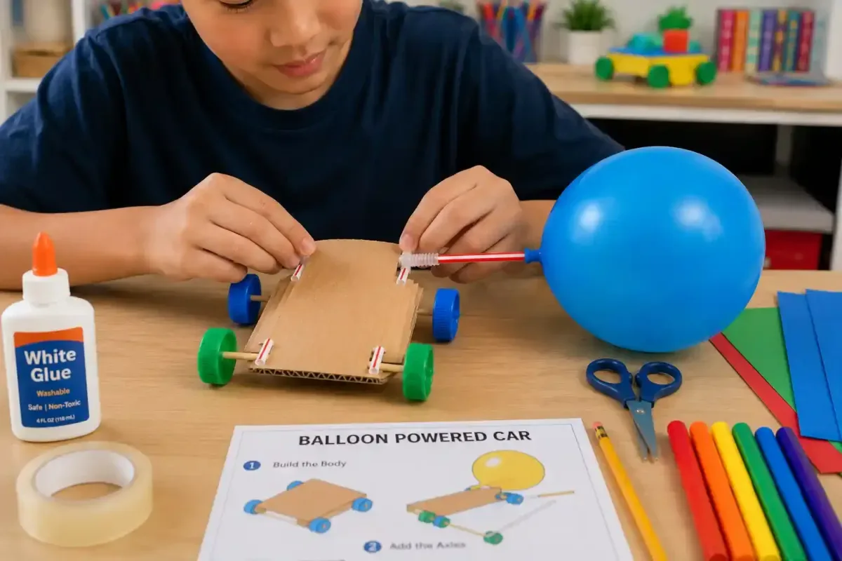 Balloon and straw engine attached to the car