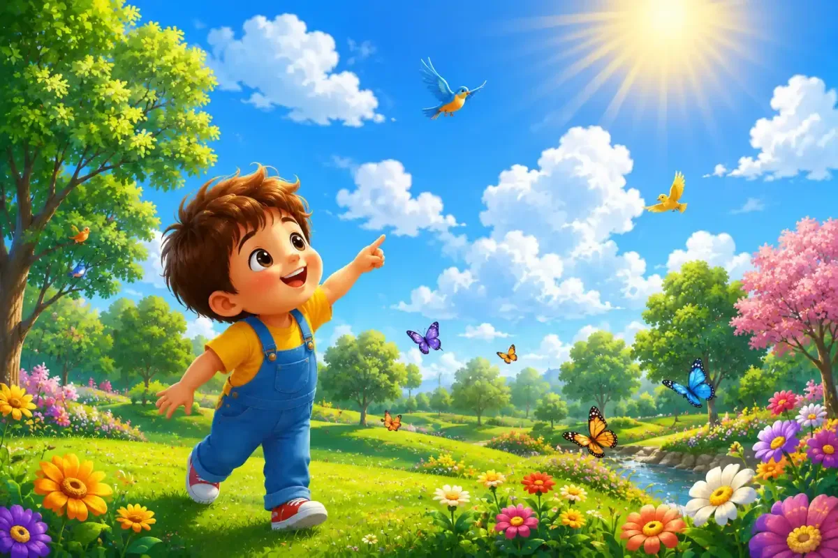 Blue Sky Above Happy Children