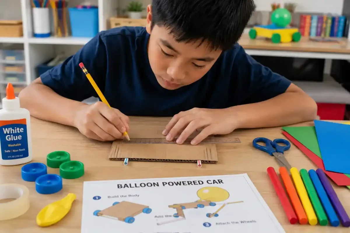 Building the cardboard body of a balloon car