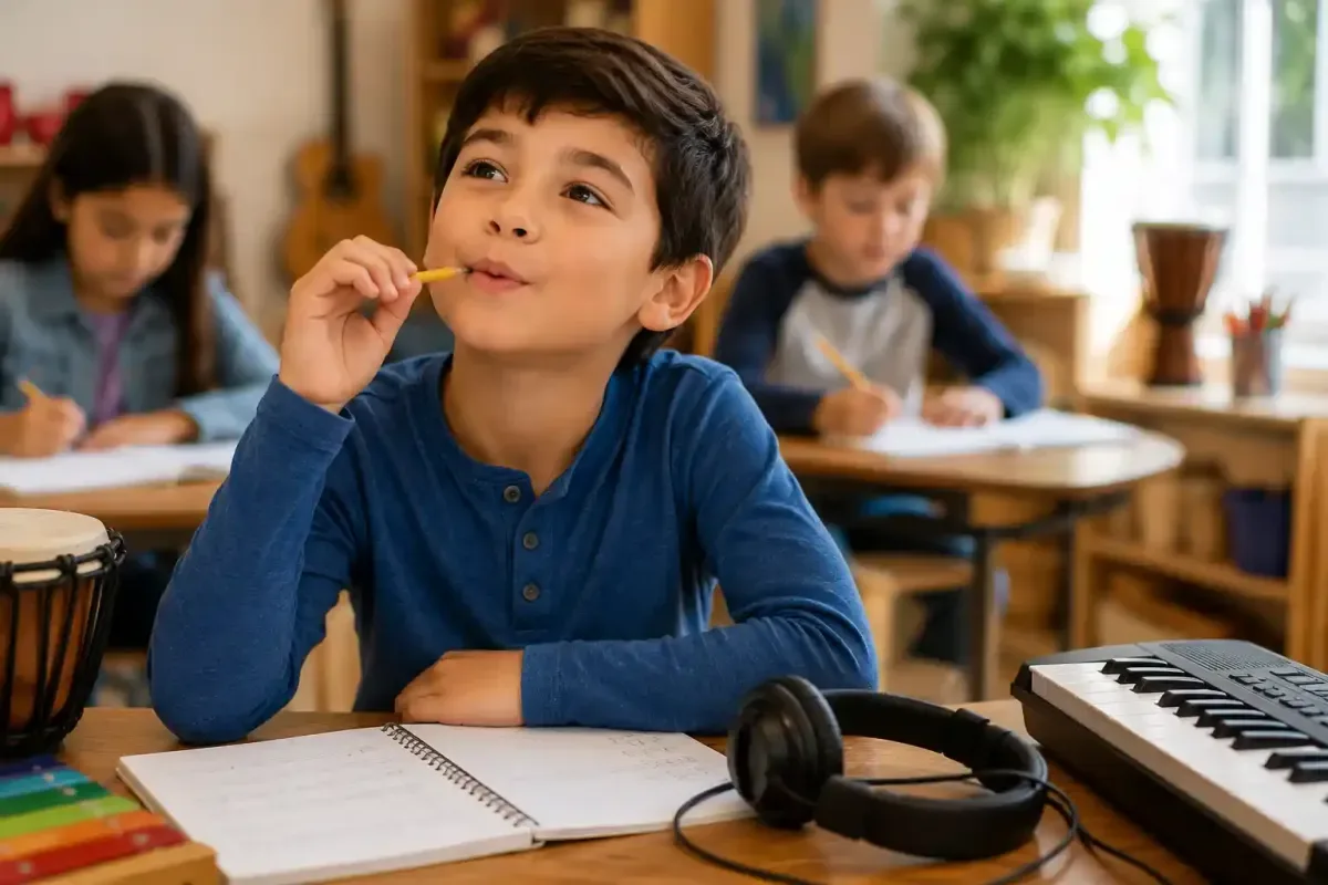 Child Humming a Familiar Song While Thinking