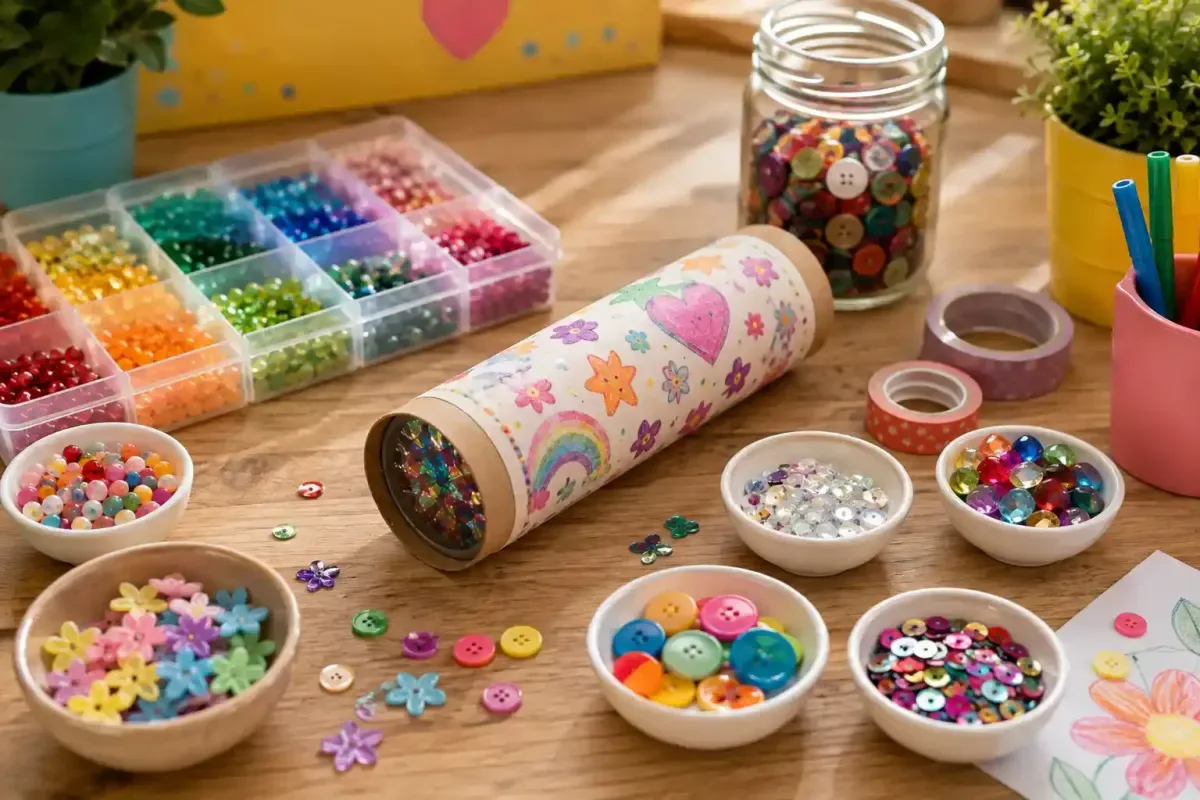 Different colorful objects for a kaleidoscope experiment