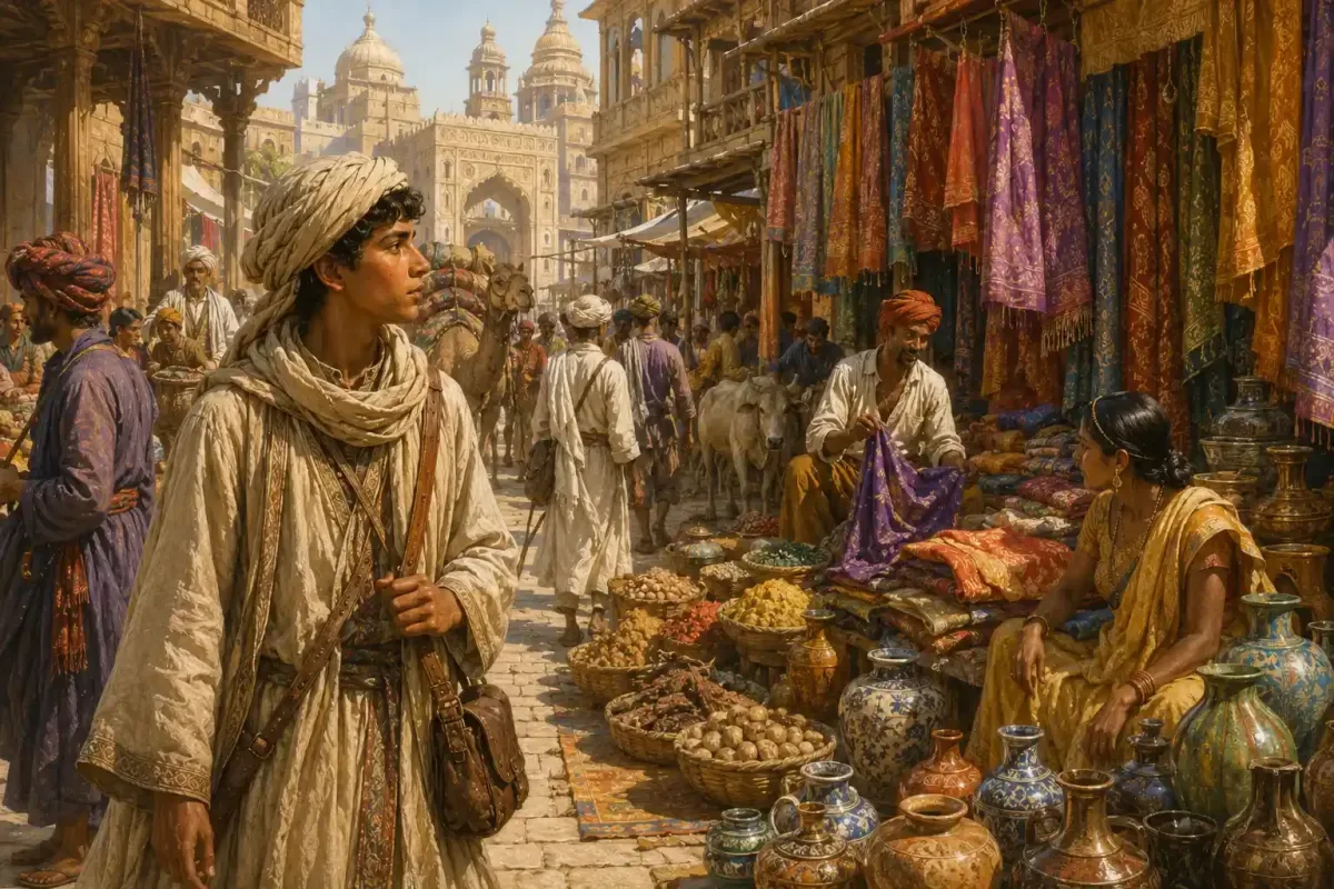 Ibn Battuta Observing a Medieval Indian Marketplace