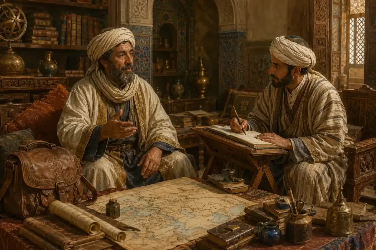 Ibn Battuta Recording His Travel Memories