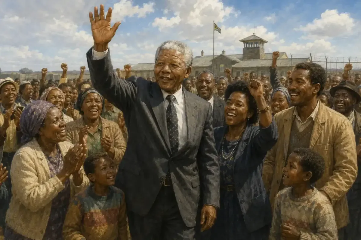 Nelson Mandela Released From Prison in 1990