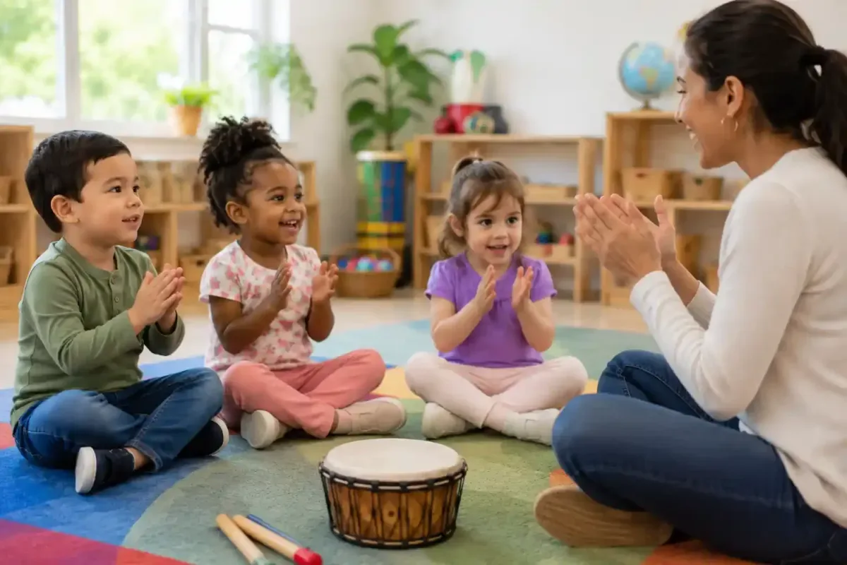 Preschool Children Clapping Along to the Beat