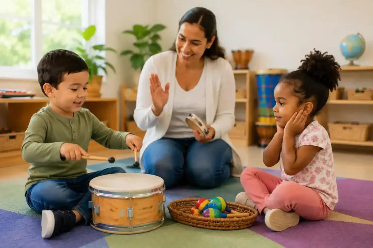 Preschool Children Exploring Loud and Quiet Sounds