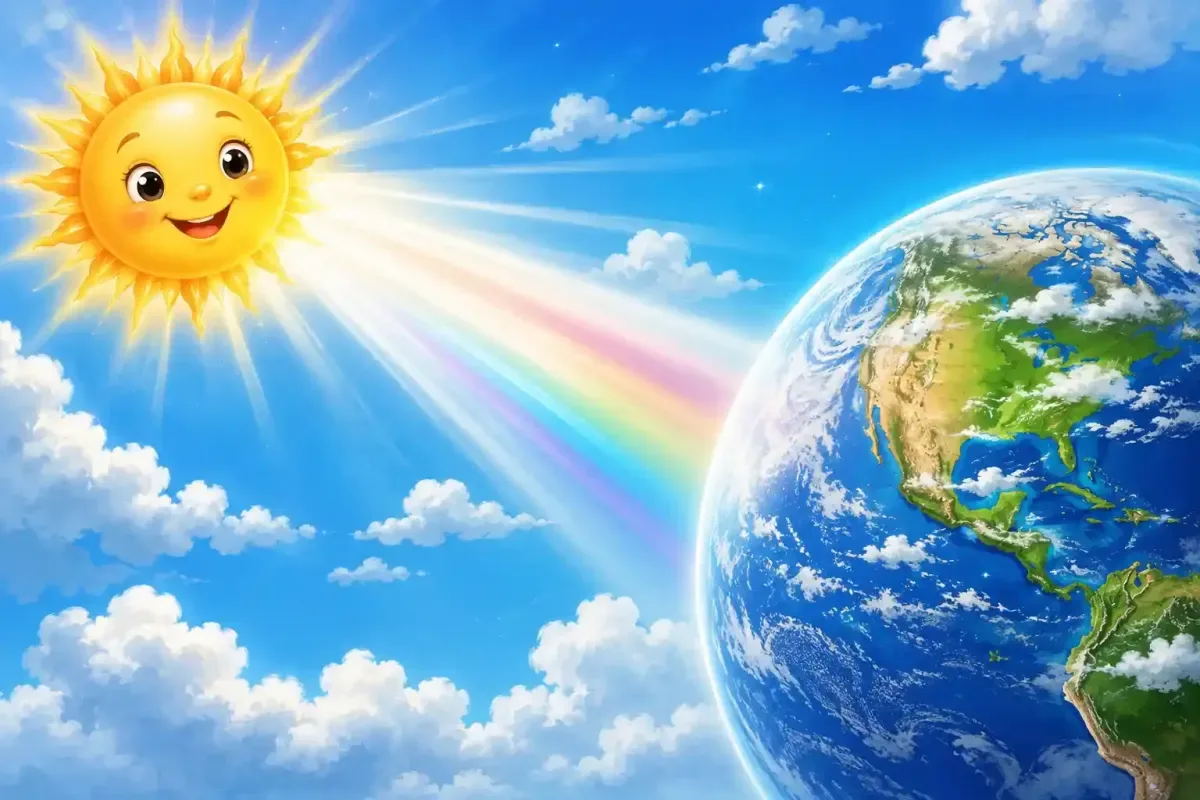 The Sun Shining White Light Toward Earth