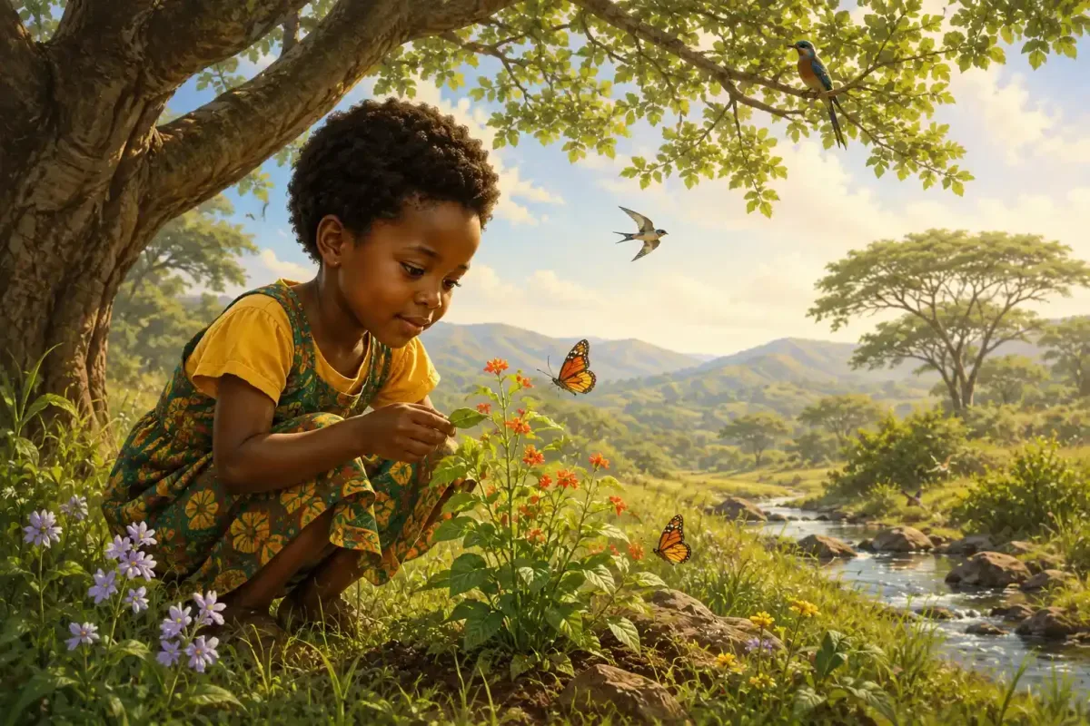 Young Wangari Maathai Exploring Nature in Kenya