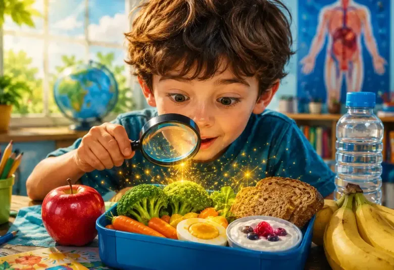 Curious child discovering the hidden power of healthy food