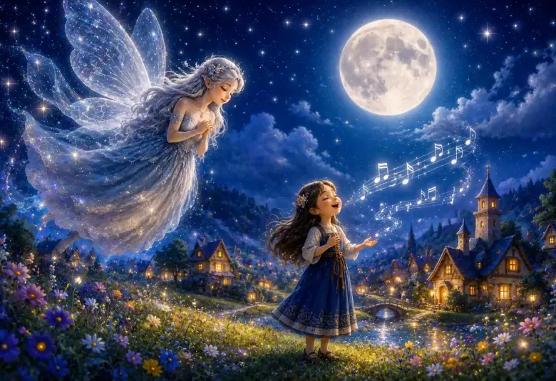 Moon Fairy Listening to a Girl Singing