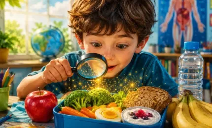 Curious child discovering the hidden power of healthy food